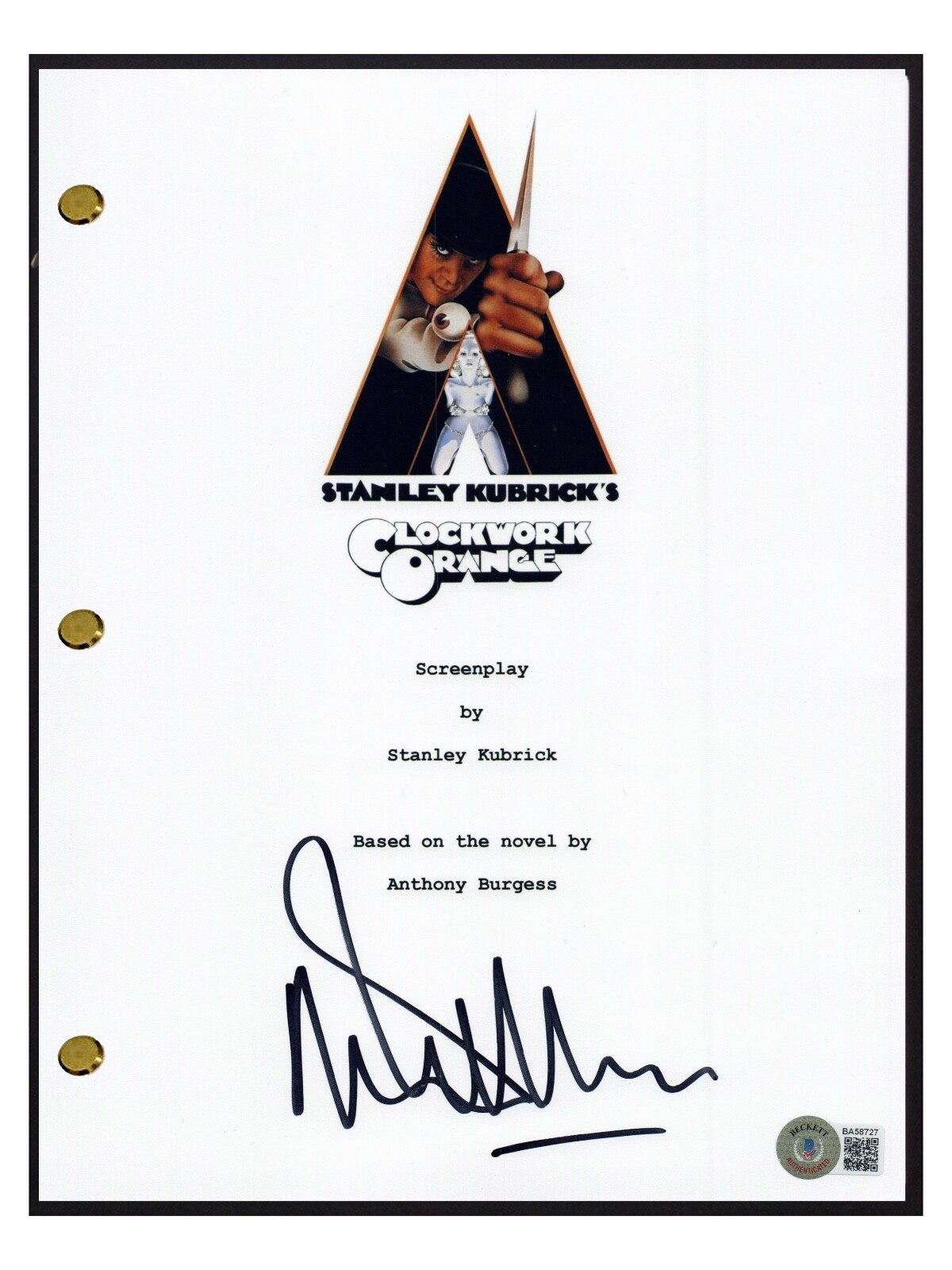 Malcolm McDowell Signed Autographed A Clockwork Orange Movie Script Beckett COA