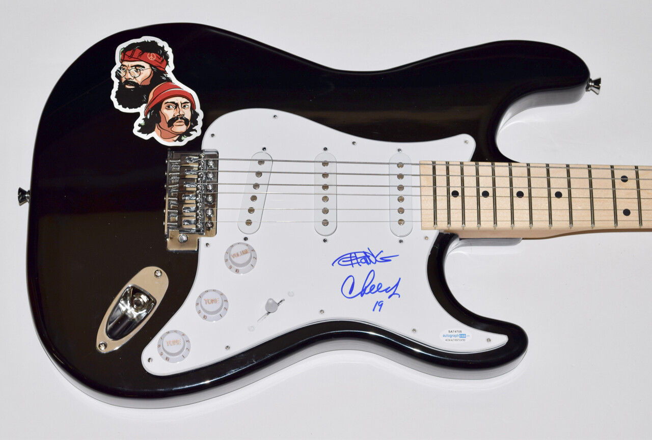 Cheech Marin & Tommy Chong Signed Autograph Electric Guitar Up In Smoke ACOA COA