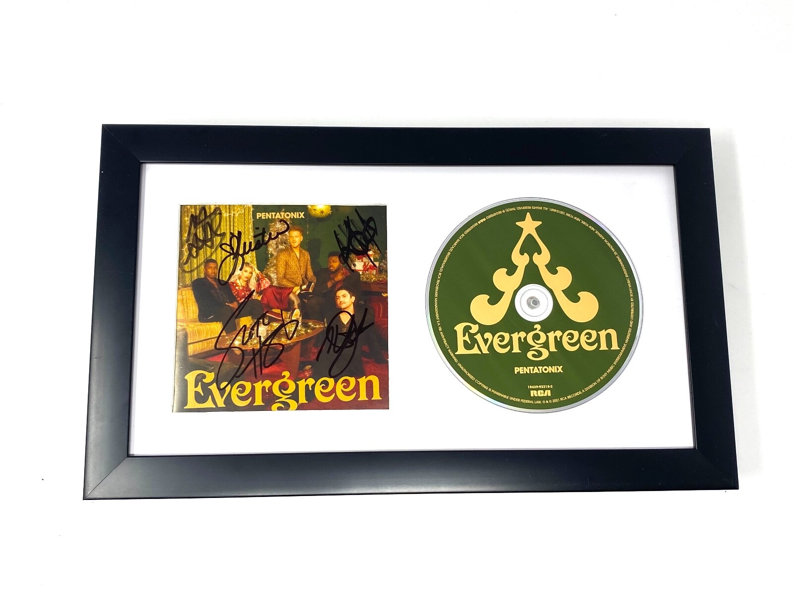 Pentatonix Ptx Signed Autographed Evergreen Framed CD Booklet Display All 5 COA