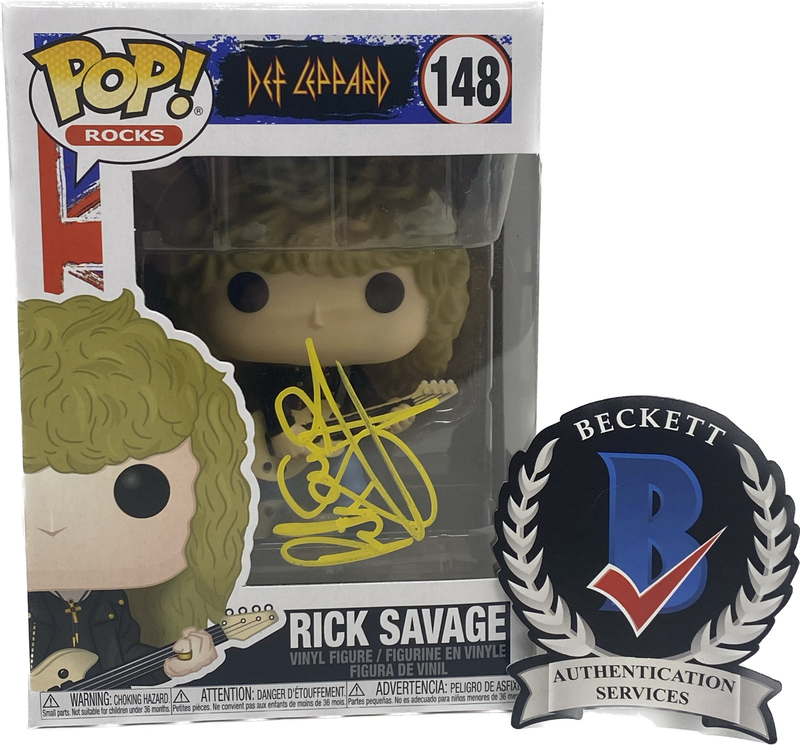 Rick Savage Signed Autographed Def Leppard Funko Pop Rocks Figure Beckett COA