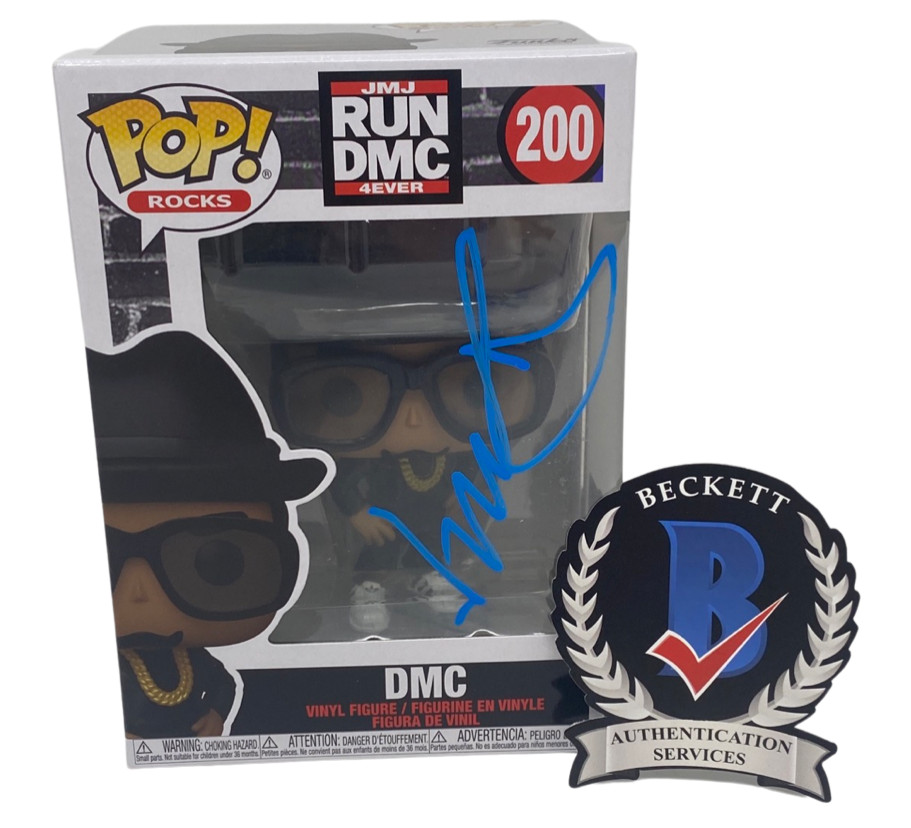 DMC Darryl McDaniels Signed Run Dmc Funko Pop Rocks #200 Figure Beckett COA