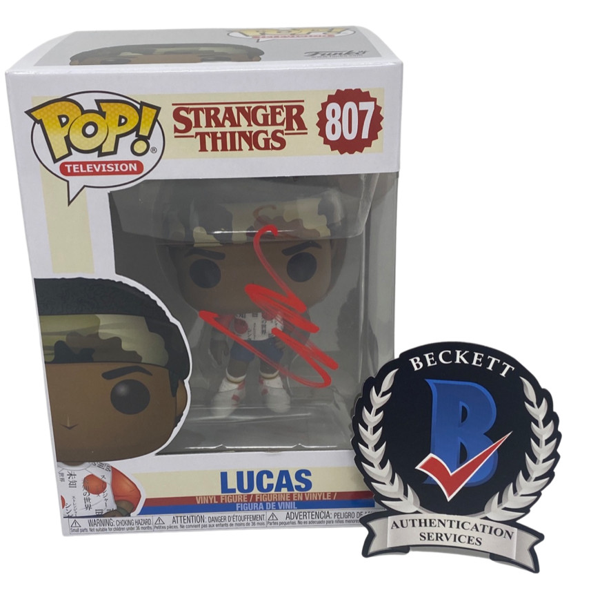 Caleb McLaughlin Signed Autographed Funko Pop Lucas Stranger Things Beckett COA
