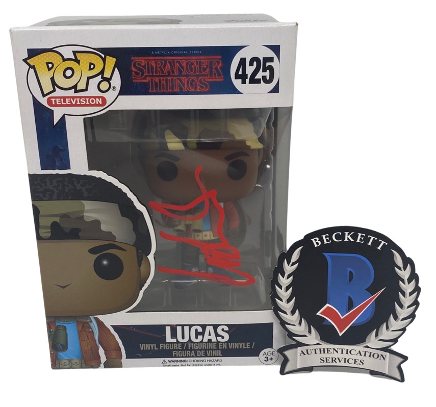 Caleb McLaughlin Signed Autographed Funko Pop Lucas Stranger Things Beckett COA