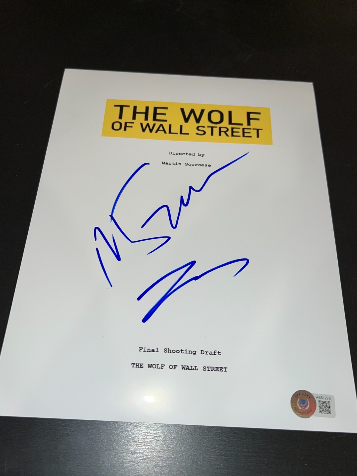 LEONARDO DICAPRIO SCORSESE SIGNED AUTOGRAPH SCRIPT WOLF OF WALL STREET BECKETT E