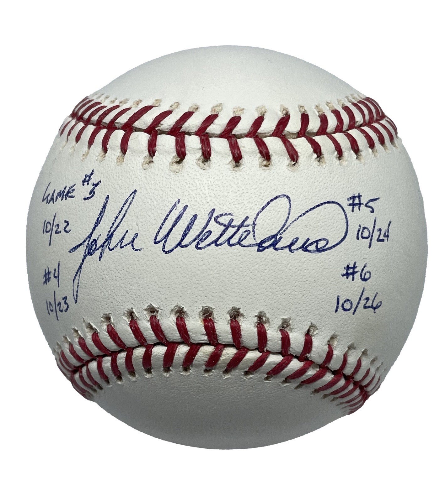 John Wetteland Signed MLB Baseball JSA W90905 w/ Game 3 4 5 6 Inscriptions