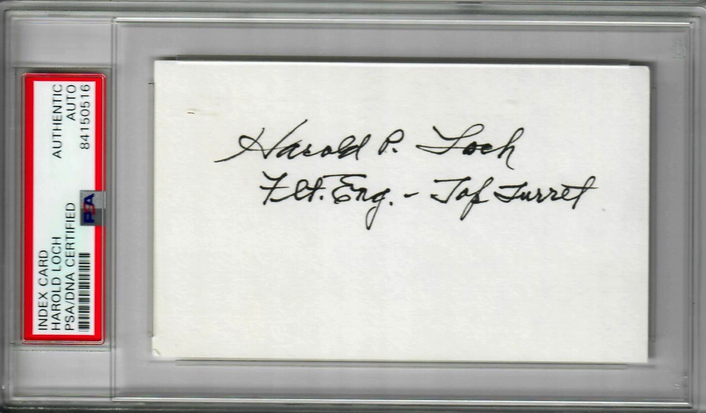 HAROLD LOCH SIGNED INDEX CARD PSA DNA 84150516 (D) WWII MEMPHIS BELLE
