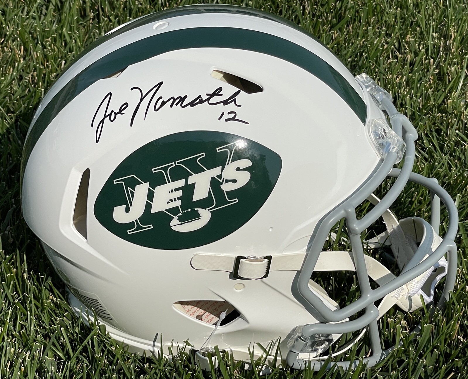 JOE NAMATH SIGNED NEW YORK JETS FULL SIZE SPEED HELMET JSA WIT705964