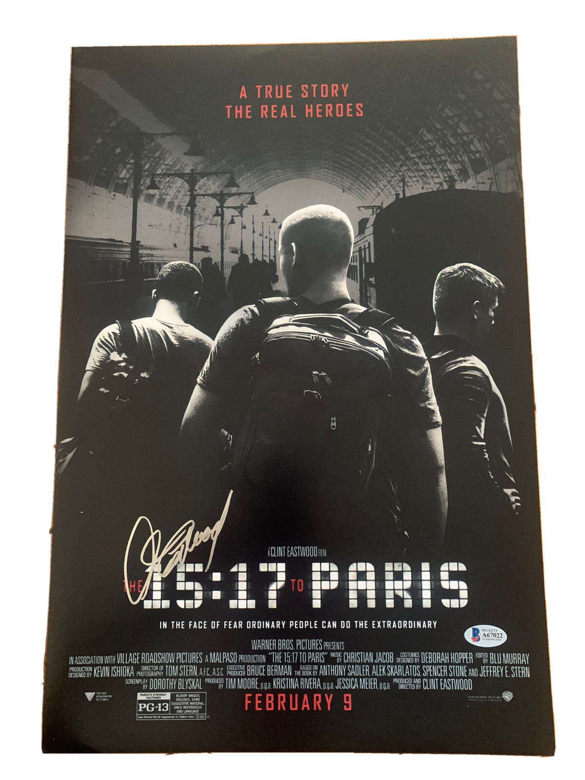 Clint Eastwood 15:17 Paris Signed Autographed 12x18 Poster Photo BAS Certified