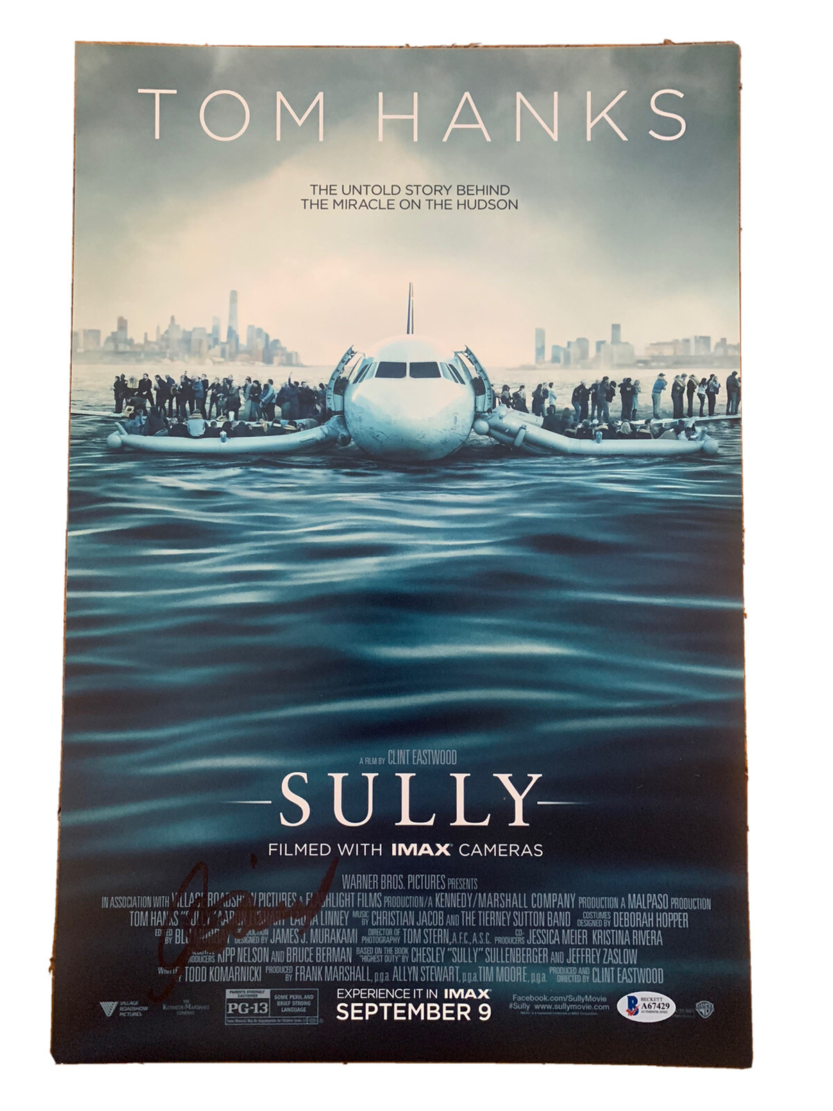 Clint Eastwood Sully Signed Autographed 12x18 Poster Photo BAS Certified