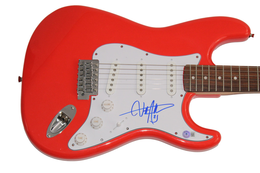 BILLY STRINGS SIGNED AUTOGRAPH RED FENDER ELECTRIC GUITAR - RARE! HOME BECKETT