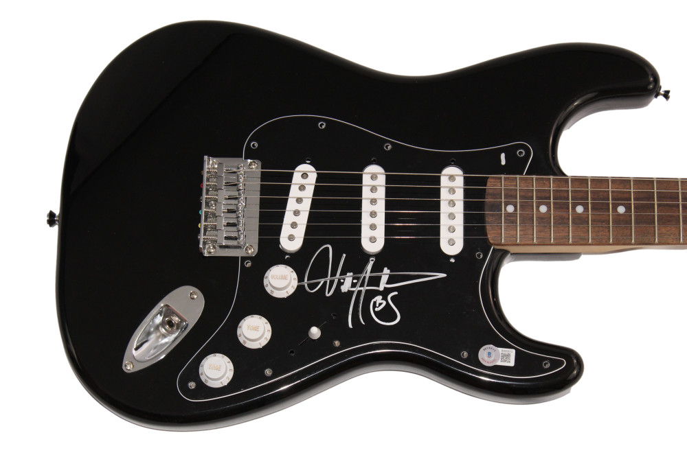 BILLY STRINGS SIGNED AUTOGRAPH FULL SIZE BLK FENDER ELECTRIC GUITAR RENEWAL BAS