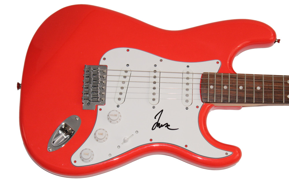 TAYLOR HAWKINS SIGNED AUTOGRAPH RED FENDER ELECTRIC GUITAR FOO FIGHTERS W/ JSA