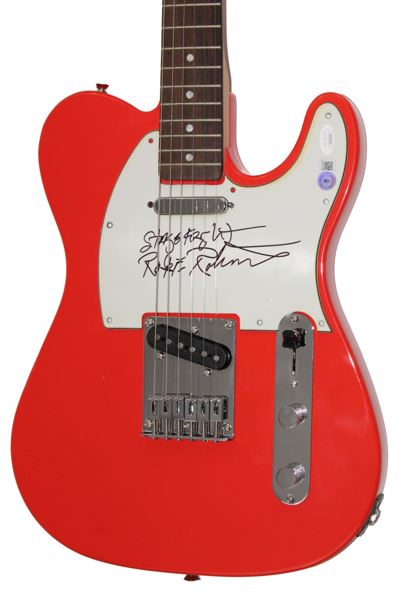 ROBBIE ROBERTSON SIGNED AUTOGRAPH FENDER ELECTRIC GUITAR THE BAND JSA & BECKETT