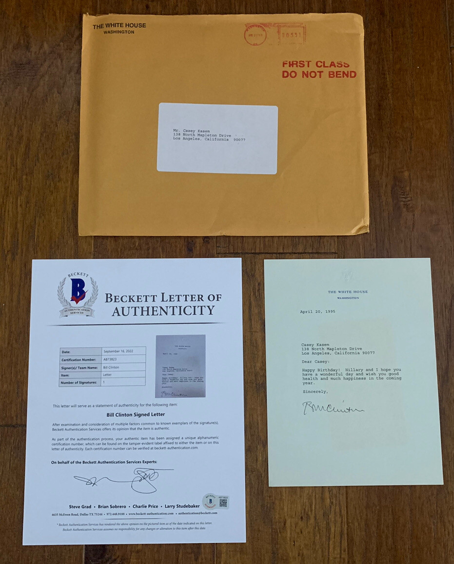 Bill Clinton Signed 1995 Birthday Letter To Casey Kasem Beckett Certified