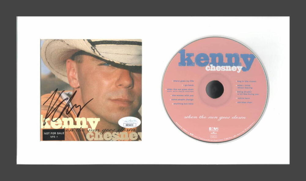 KENNY CHESNEY SIGNED AUTOGRAPH WHEN THE SUN GOES DOWN FRAMED CD DISPLAY JSA COA