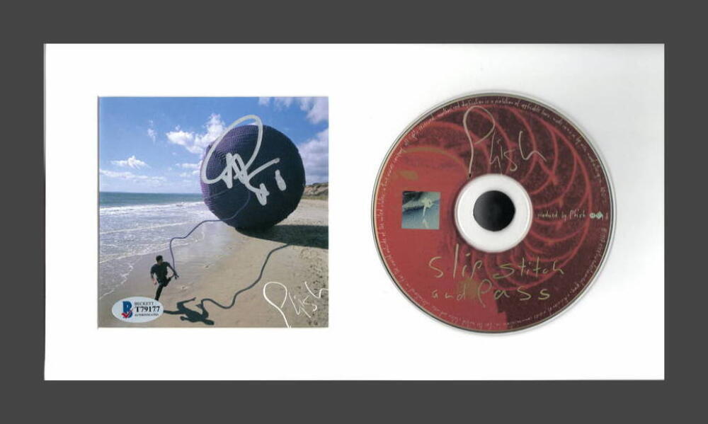 TREY ANASTASIO PHISH SIGNED AUTOGRAPH SLIP STITCH AND PASS FRAMED CD DISPLAY BAS