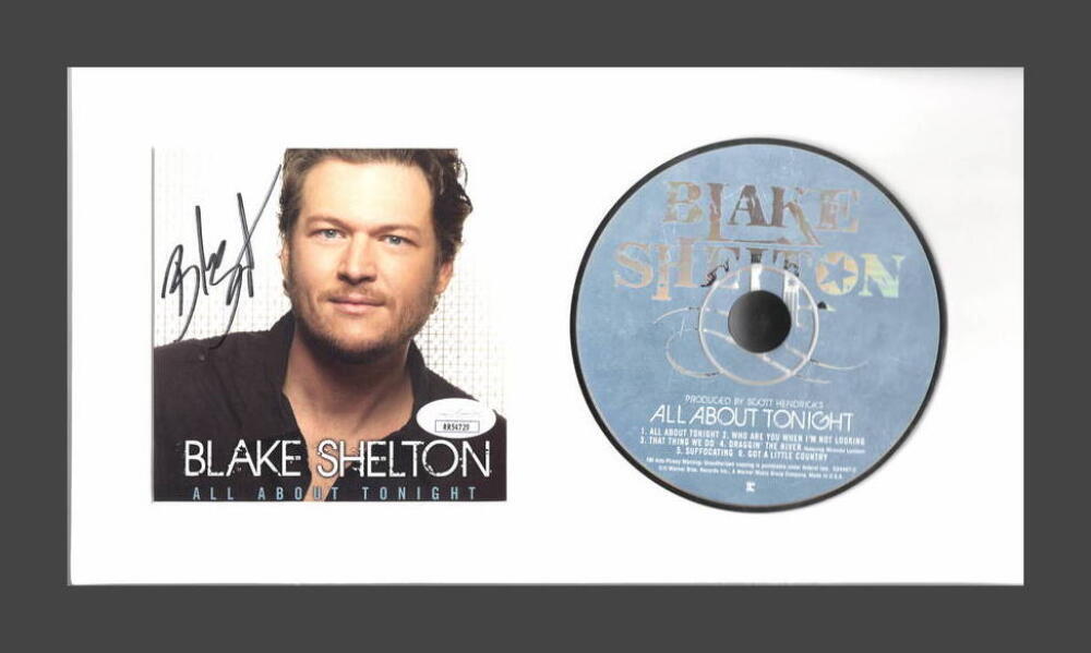 BLAKE SHELTON SIGNED AUTOGRAPH ALL ABOUT TONIGHT FRAMED CD DISPLAY - JSA COA