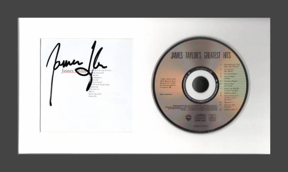 JAMES TAYLOR SIGNED AUTOGRAPH GREATEST HITS FRAMED CD DISPLAY - READY TO HANG!
