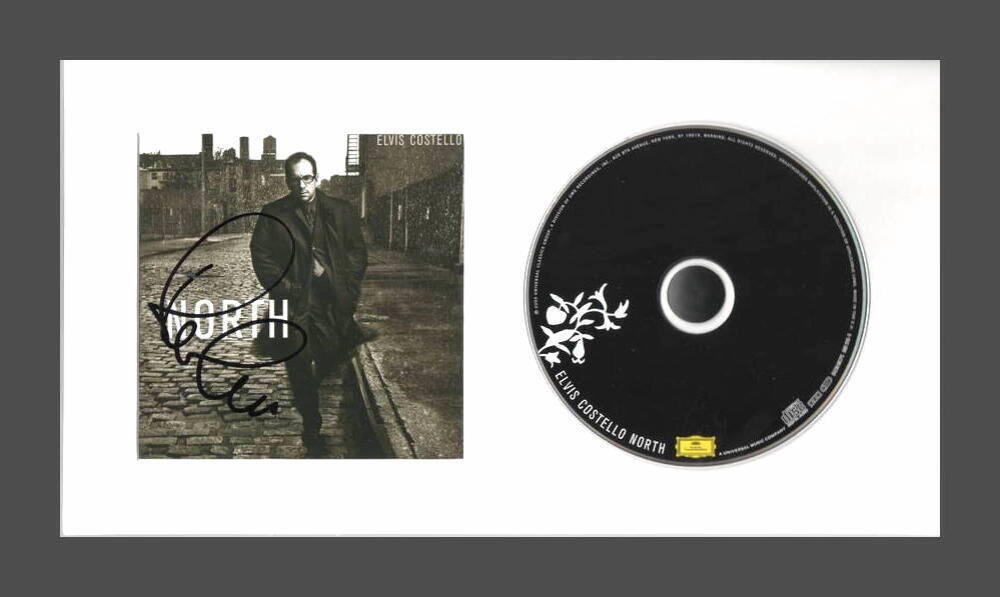 ELVIS COSTELLO SIGNED AUTOGRAPH NORTH FRAMED CD DISPLAY - RARE! READY TO HANG!