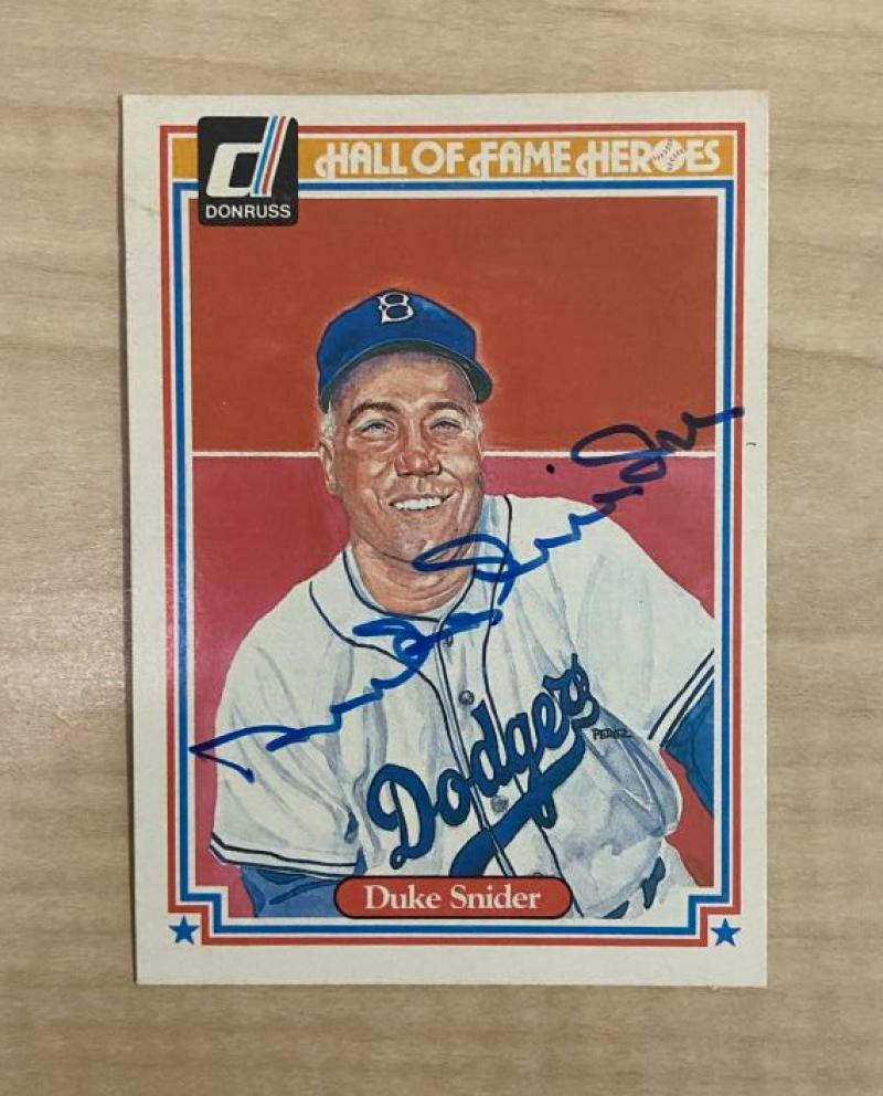 DUKE SNIDER BROOKLYN DODGERS SIGNED AUTOGRAPHED 1983 DONRUSS CARD #14 W/COA
