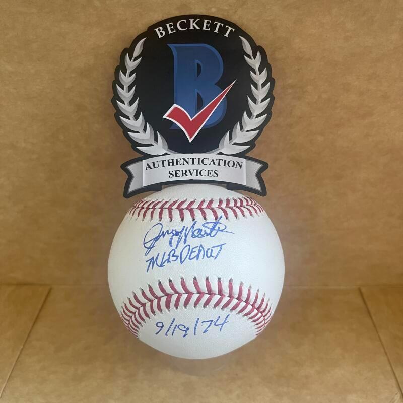 JERRY MARTIN MLB DEBUT 9/19/74 SIGNED AUTO M.L. BASEBALL BECKETT AUTHENTICATED