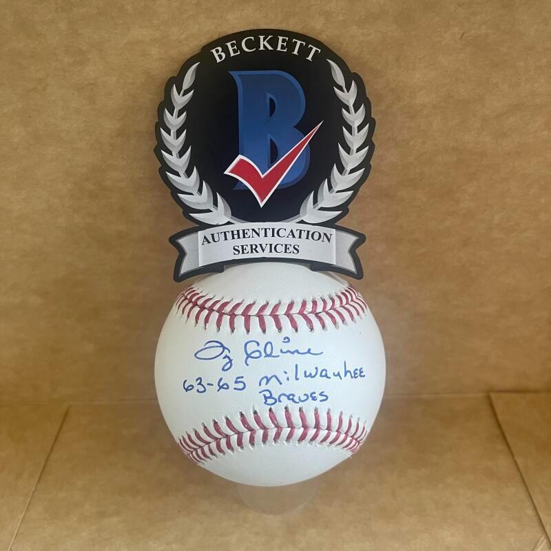 TY CLINE 63-65 MILWAUKEE BRAVES SIGNED AUTO M.L.BASEBALL BECKETT AUTHENTICATED