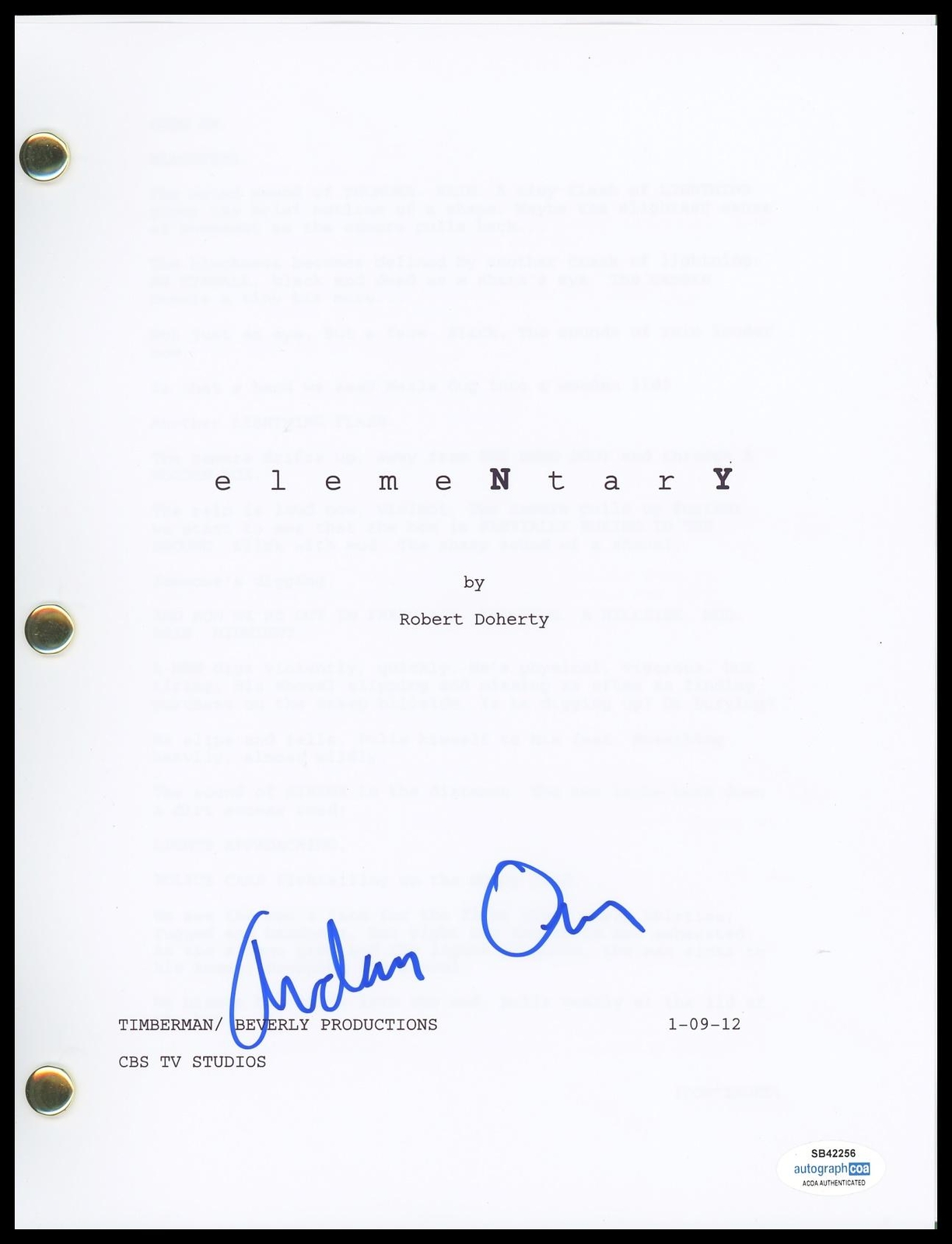 AIDAN QUINN “ELEMENTARY” AUTOGRAPH SIGNED COMPLETE PILOT EPISODE SCRIPT ACOA COLLECTIBLE MEMORABILIA