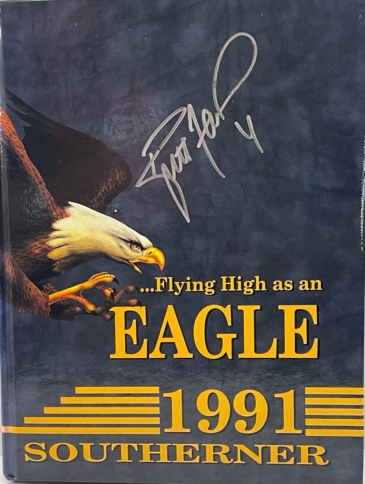 BRETT FAVRE Signed Southern Miss College Yearbook 1991 Favre 4 COA Packers