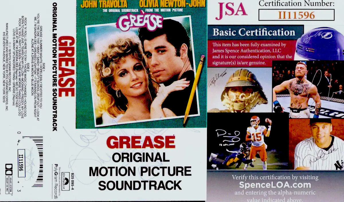 OLIVIA NEWTON JOHN Signed Autograph GREASE Soundtrack Cassette Cover JSA