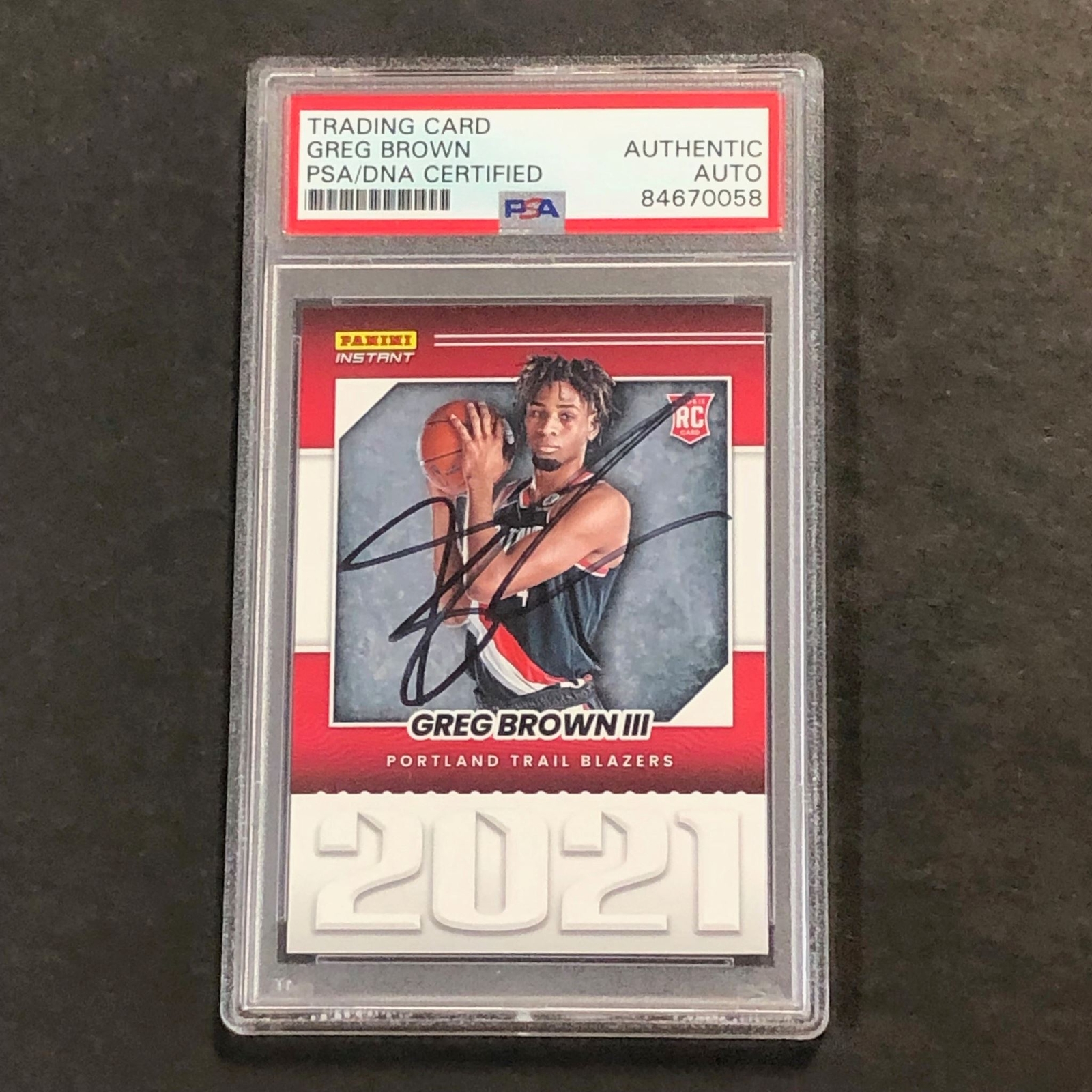 2021-22 Panini Instant #YO-34 Greg Brown Signed AUTO PSA Slabbed Trail Blazers