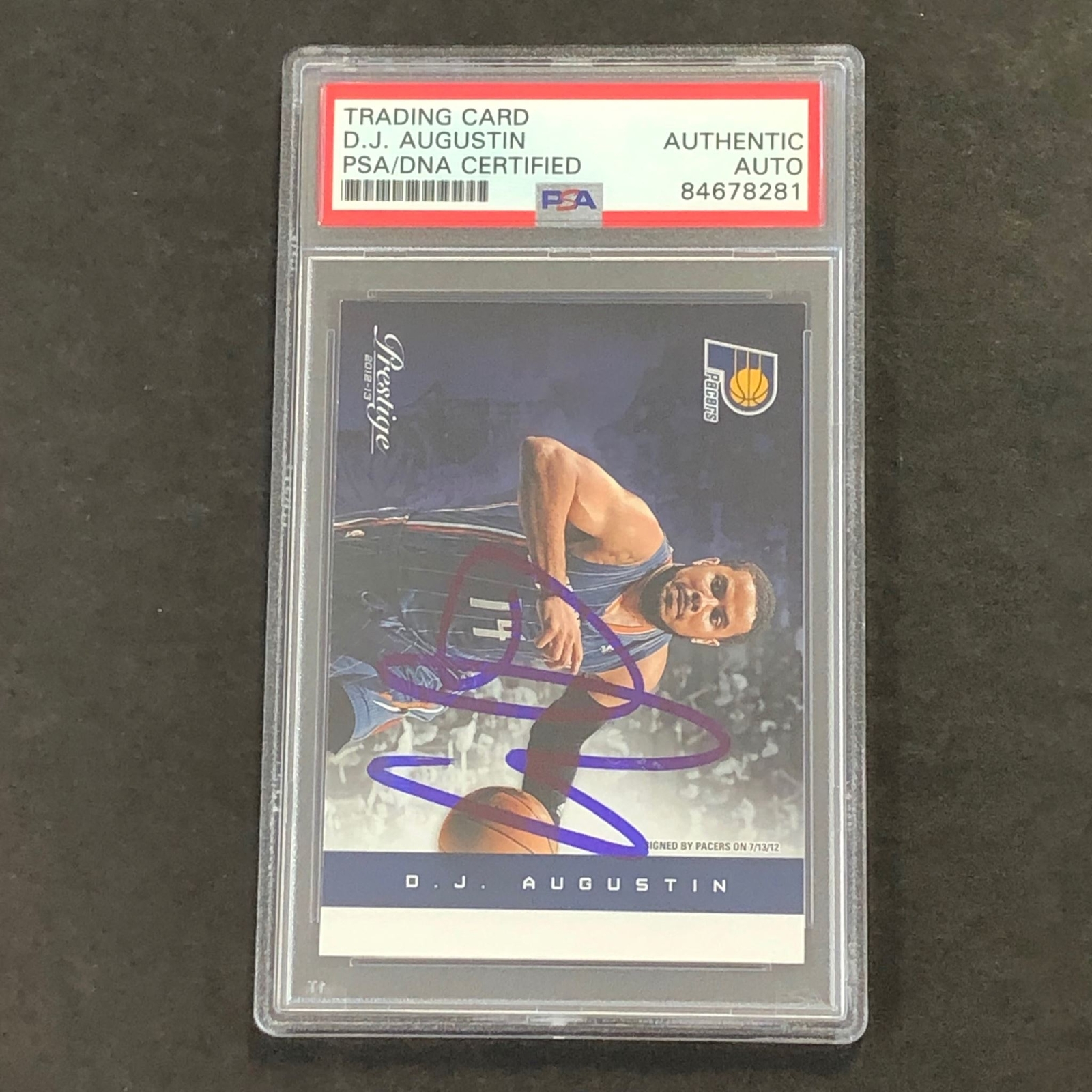 2012-13 Panini Prestige #8 D.J. Augustin Signed Card AUTO PSA Slabbed Pacers