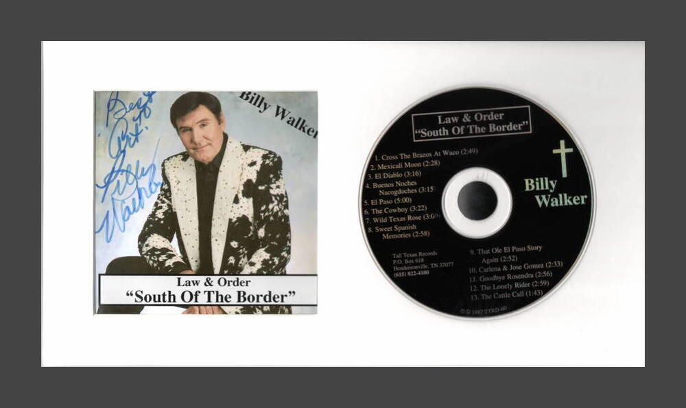 BILLY WALKER SIGNED AUTOGRAPH LAW & ORDER SOUTH OF THE BORDER FRAMED CD DISPLAY