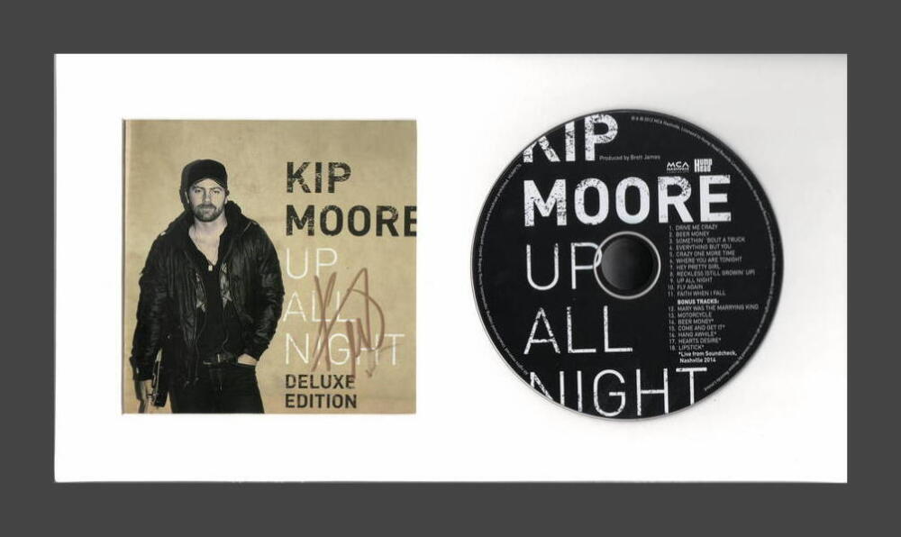 KIP MOORE SIGNED AUTOGRAPH UP ALL NIGHT FRAMED CD DISPLAY - READY TO HANG!