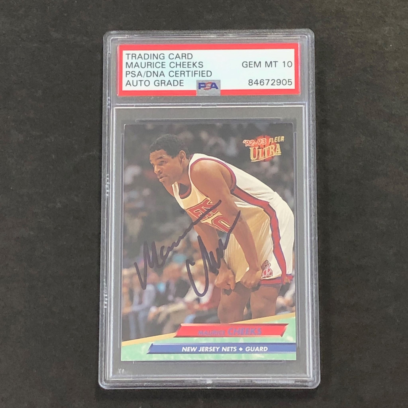 1992-93 Fleer Ultra #314 Maurice Cheeks Signed Card AUTO 10 PSA Slabbed Nets
