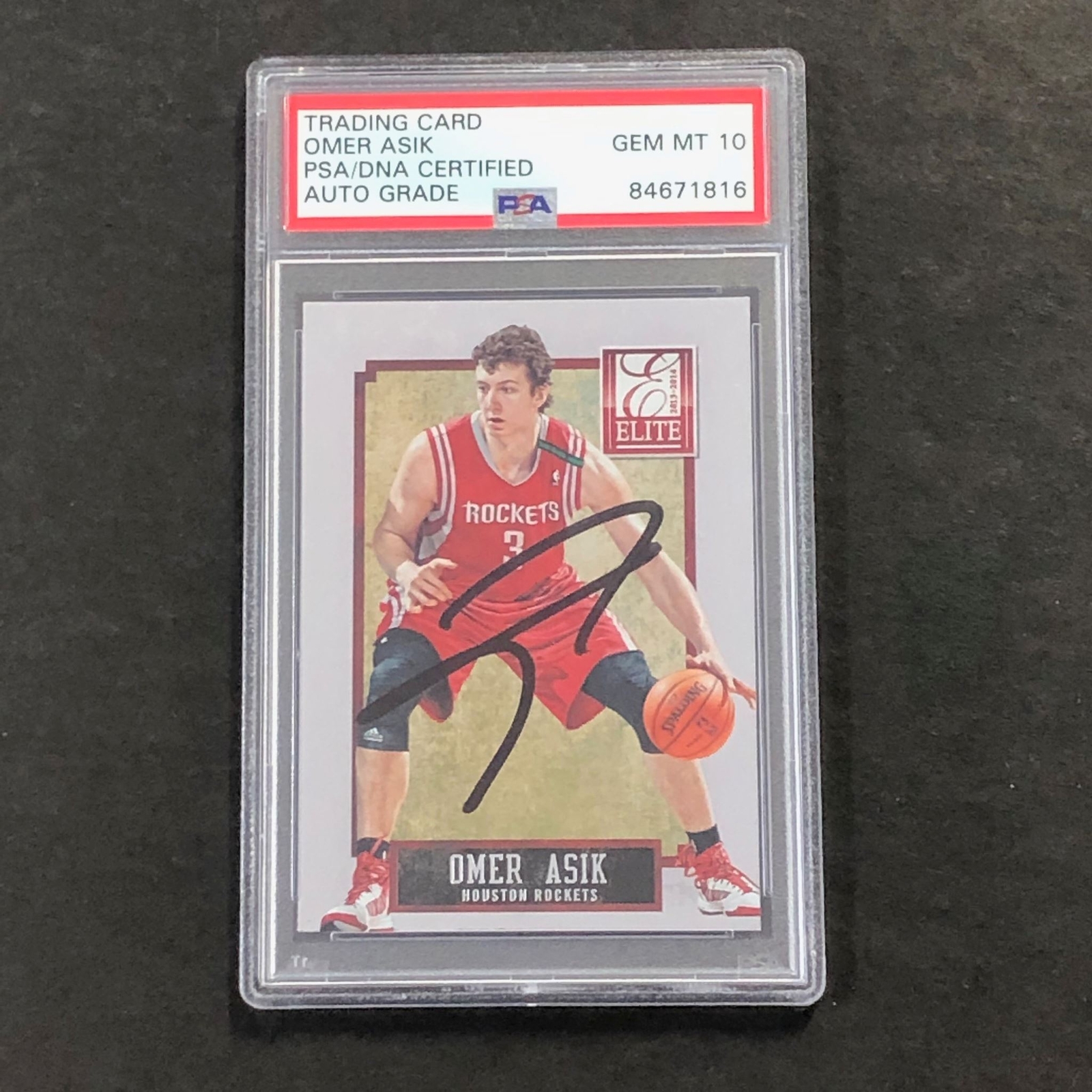 2014 Elite #71 Omer Asik Signed Card AUTO PSA Slabbed Rockets