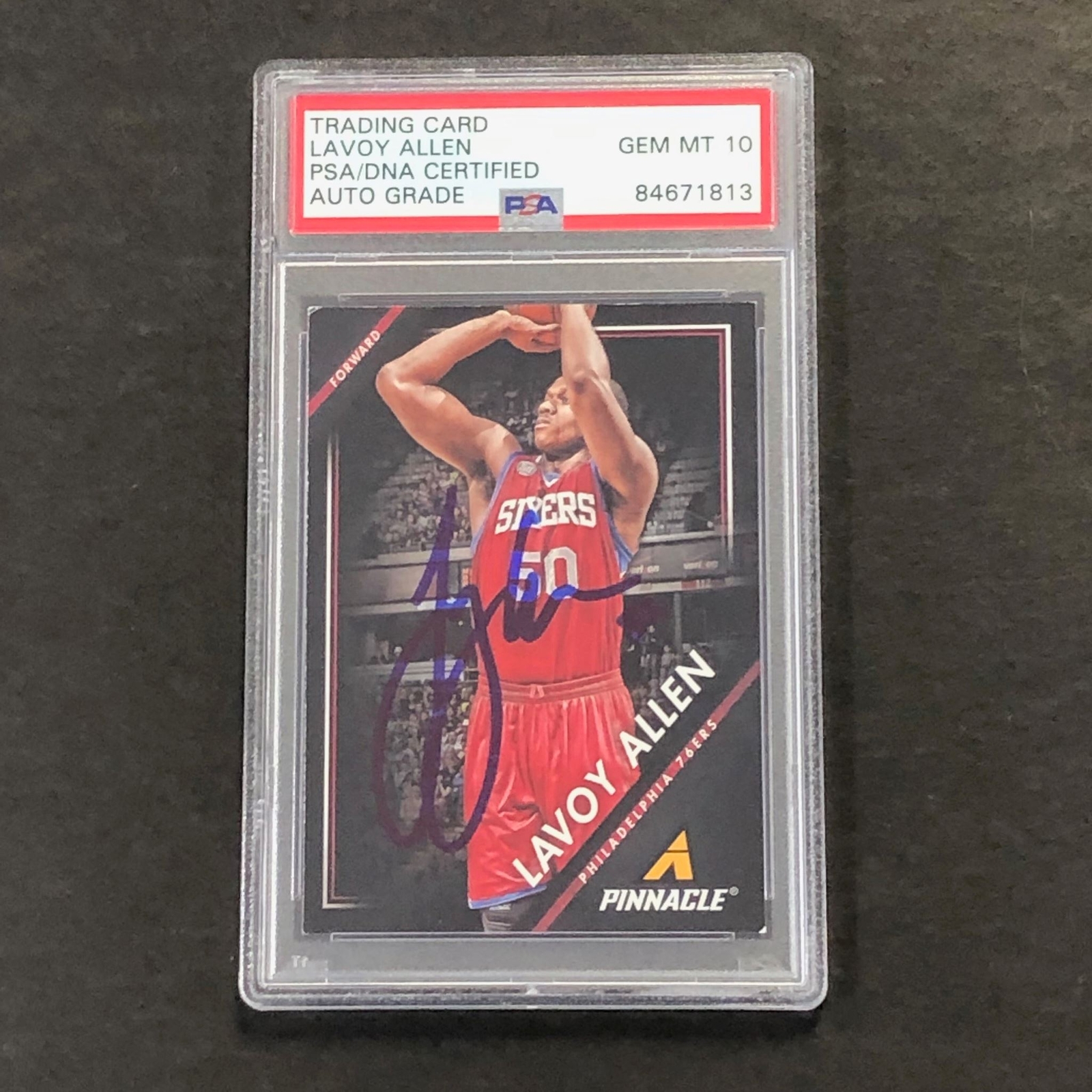 2013-14 Pinnacle #226 LAVOY ALLEN Signed Card AUTO 10 PSA Slabbed 76ers
