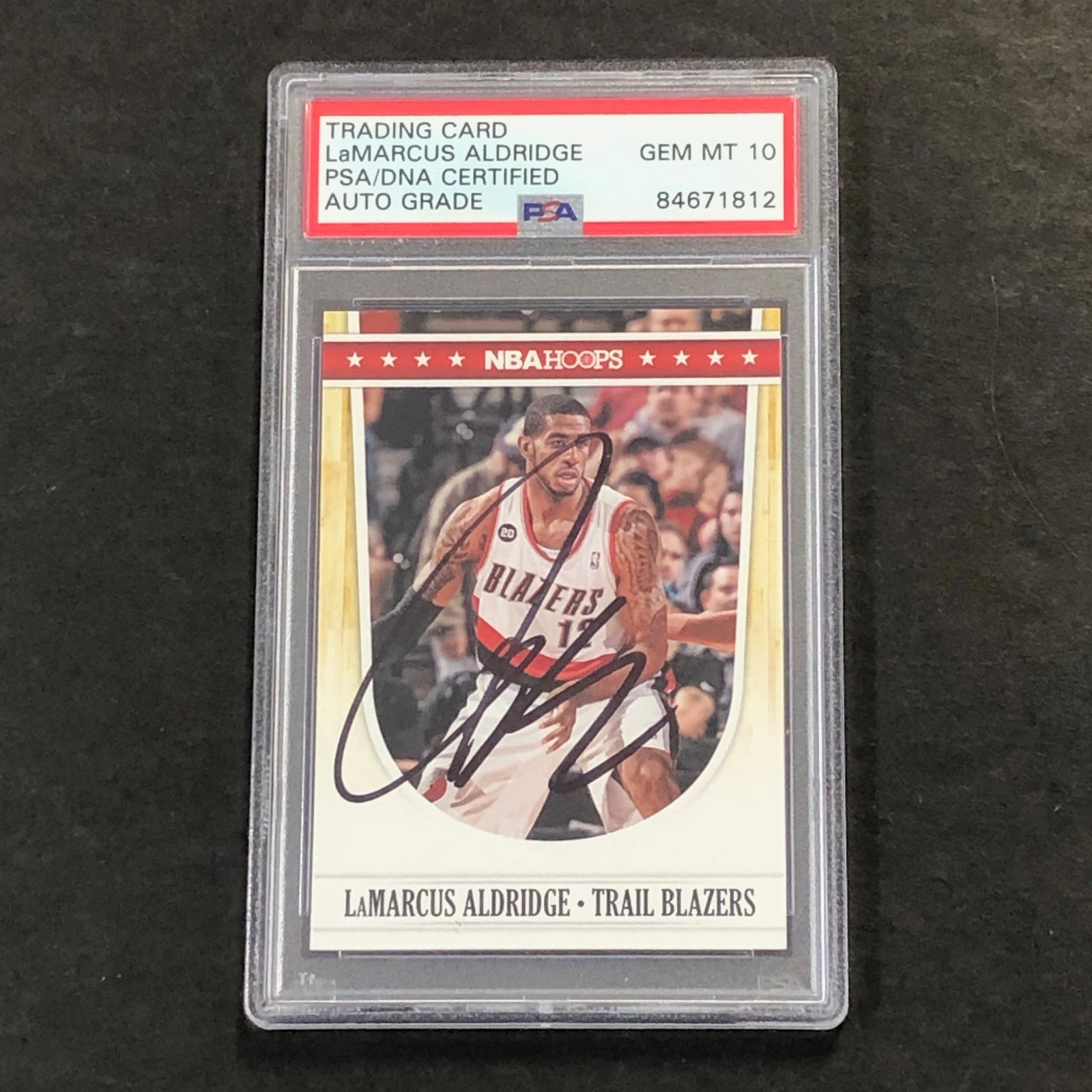2012 NBA Hoops #198 LaMarcus Aldridge Signed Card AUTO 10 PSA Slabbed Trail Blaz