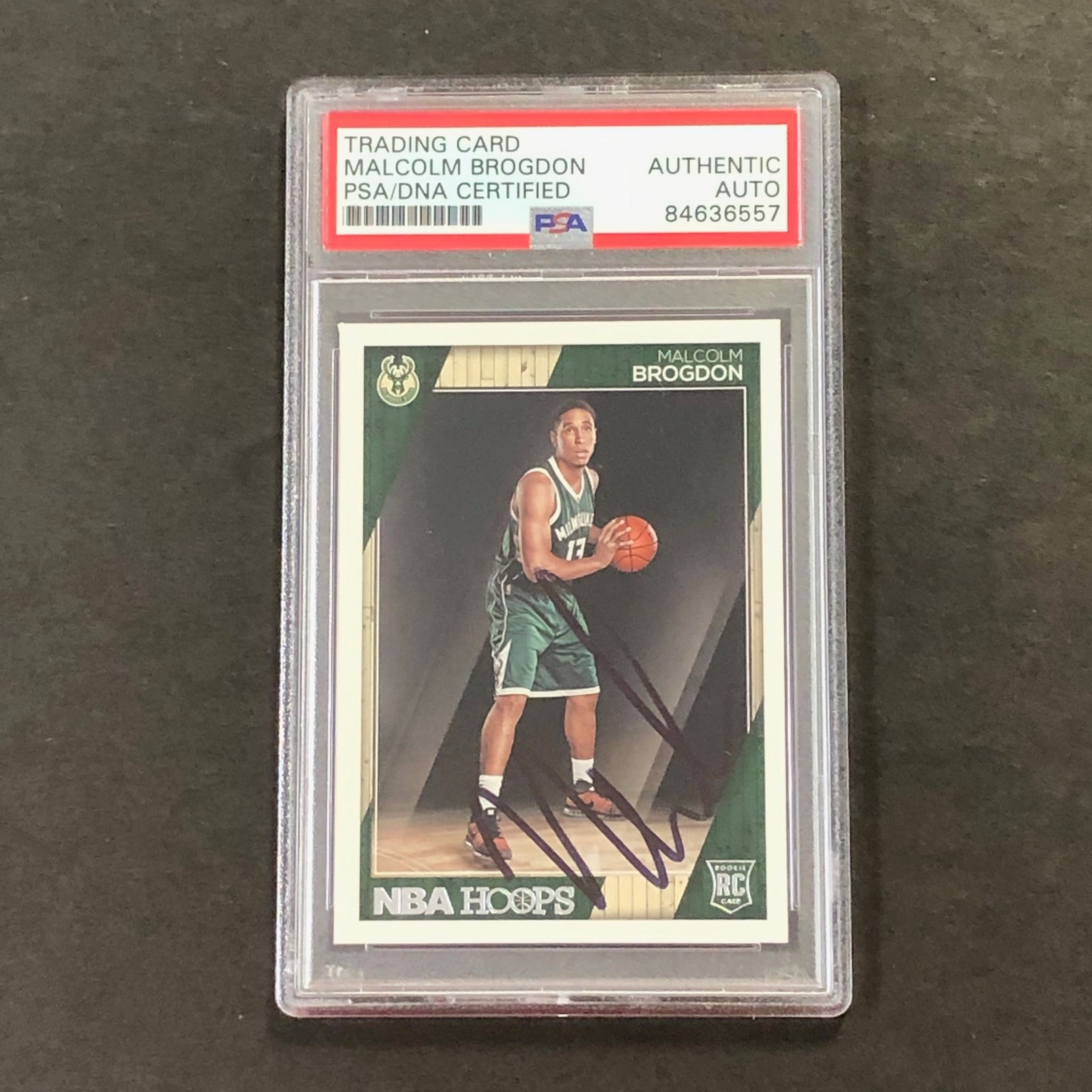 2016-17 NBA Hoops #291 Malcolm Brogdon Signed Card AUTO PSA/DNA Slabbed RC Bucks