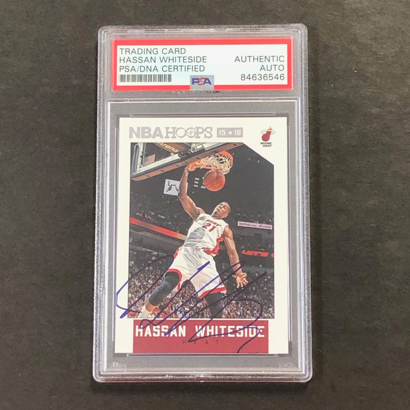 2015-16 Panini Hoops #141 Hassan Whiteside Signed Card AUTO PSA Slabbed Heat