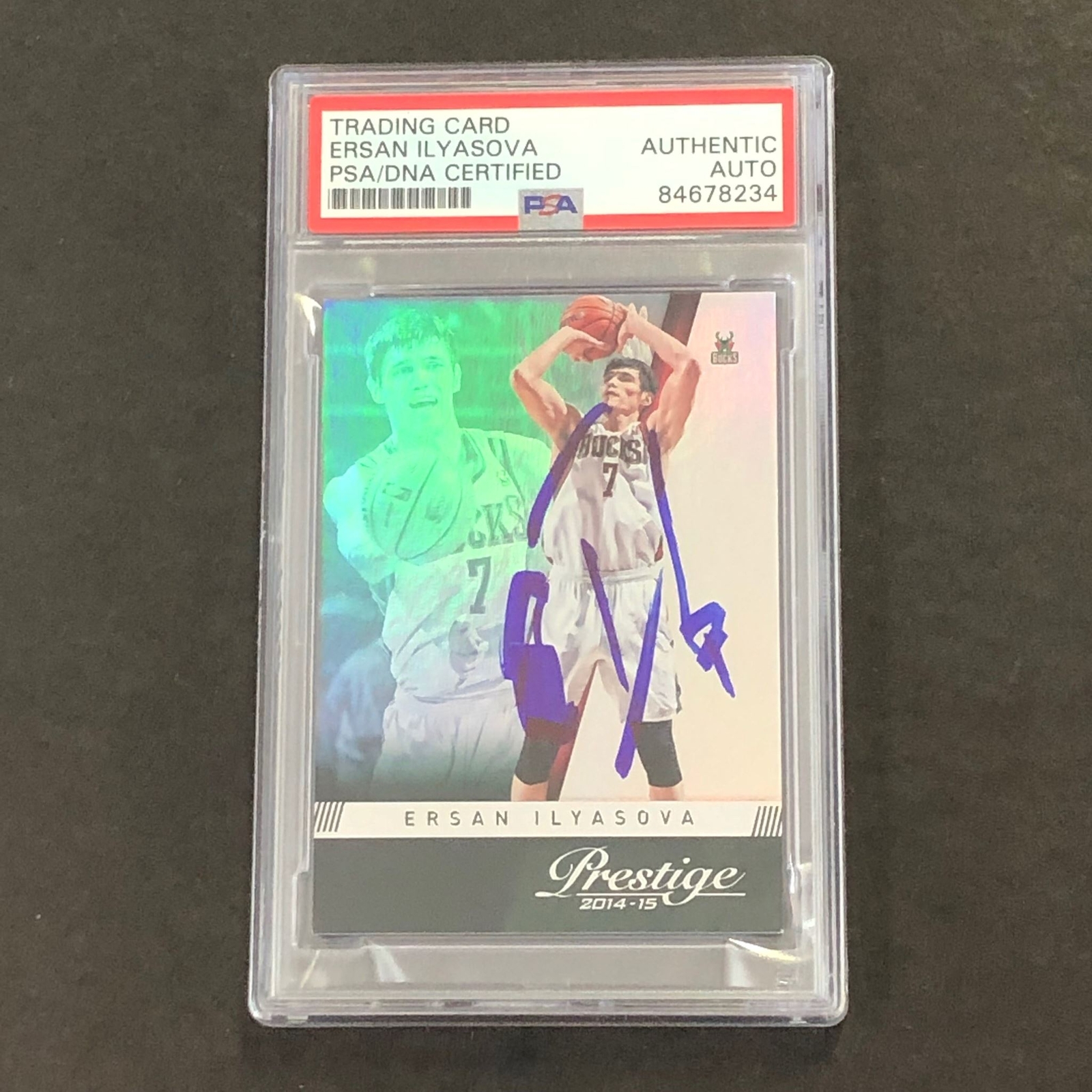 2014-15 Panini Prestige #40 Ersan Ilyasova Signed Card PSA Slabbed Bucks