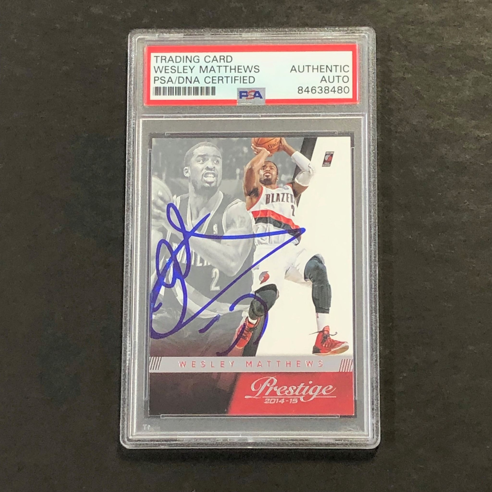 2014-15 Panini Prestige #143 Wesley Mathews Signed Card AUTO PSA Slabbed Maveric