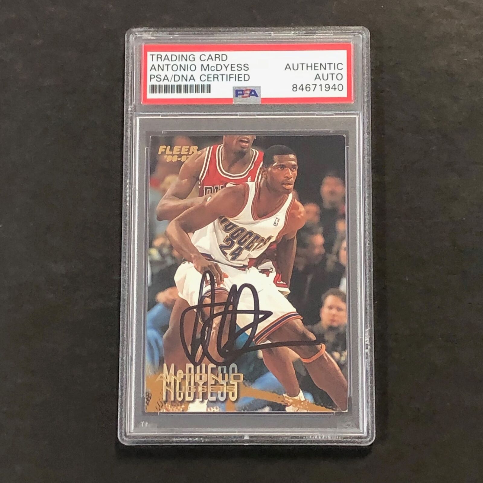 1996-97 Fleer #26 Antonio McDyess Signed Card PSA Slabbed Nuggets