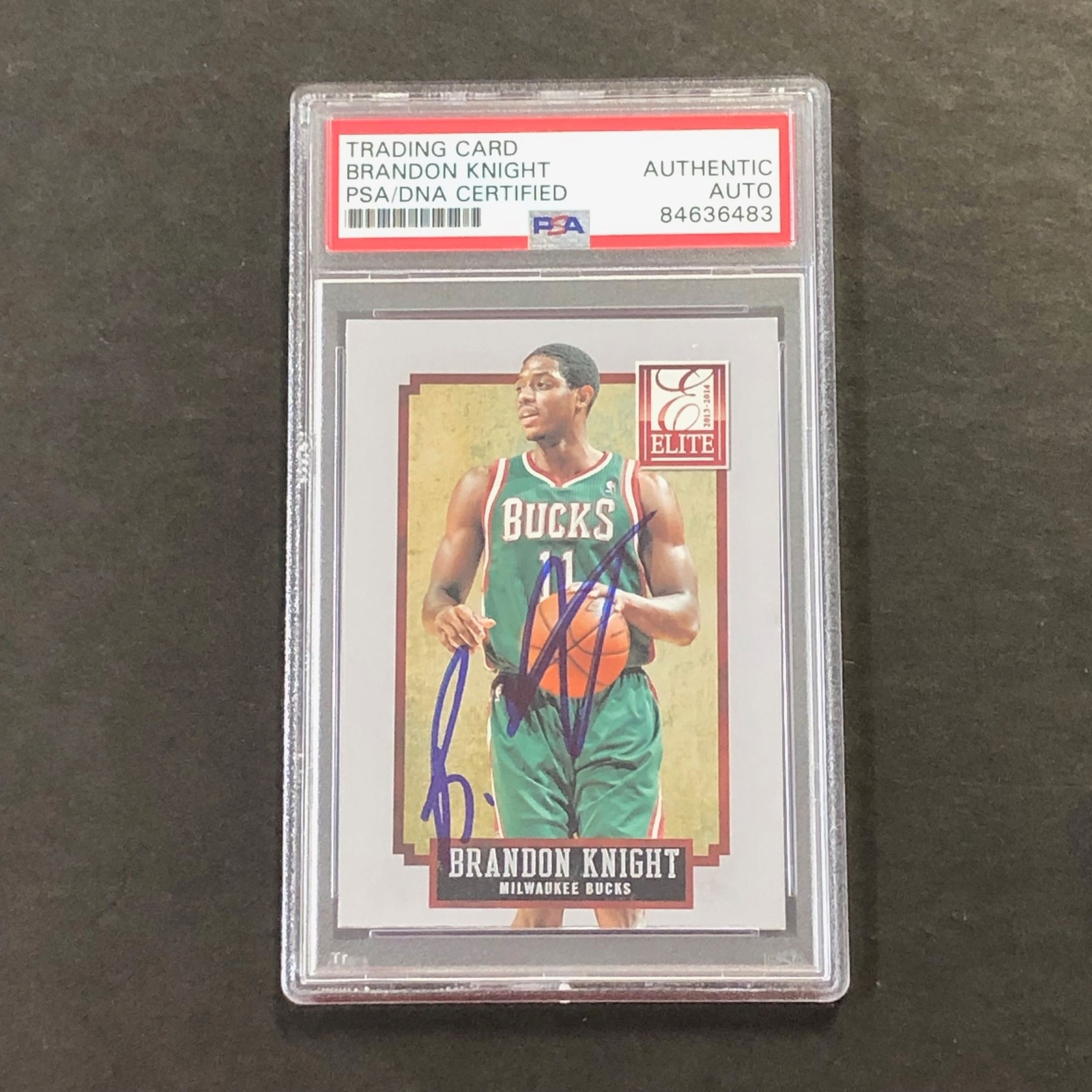 2013-14 Panini Elite #102 Brandon Knight Signed Card AUTO PSA Slabbed Bucks