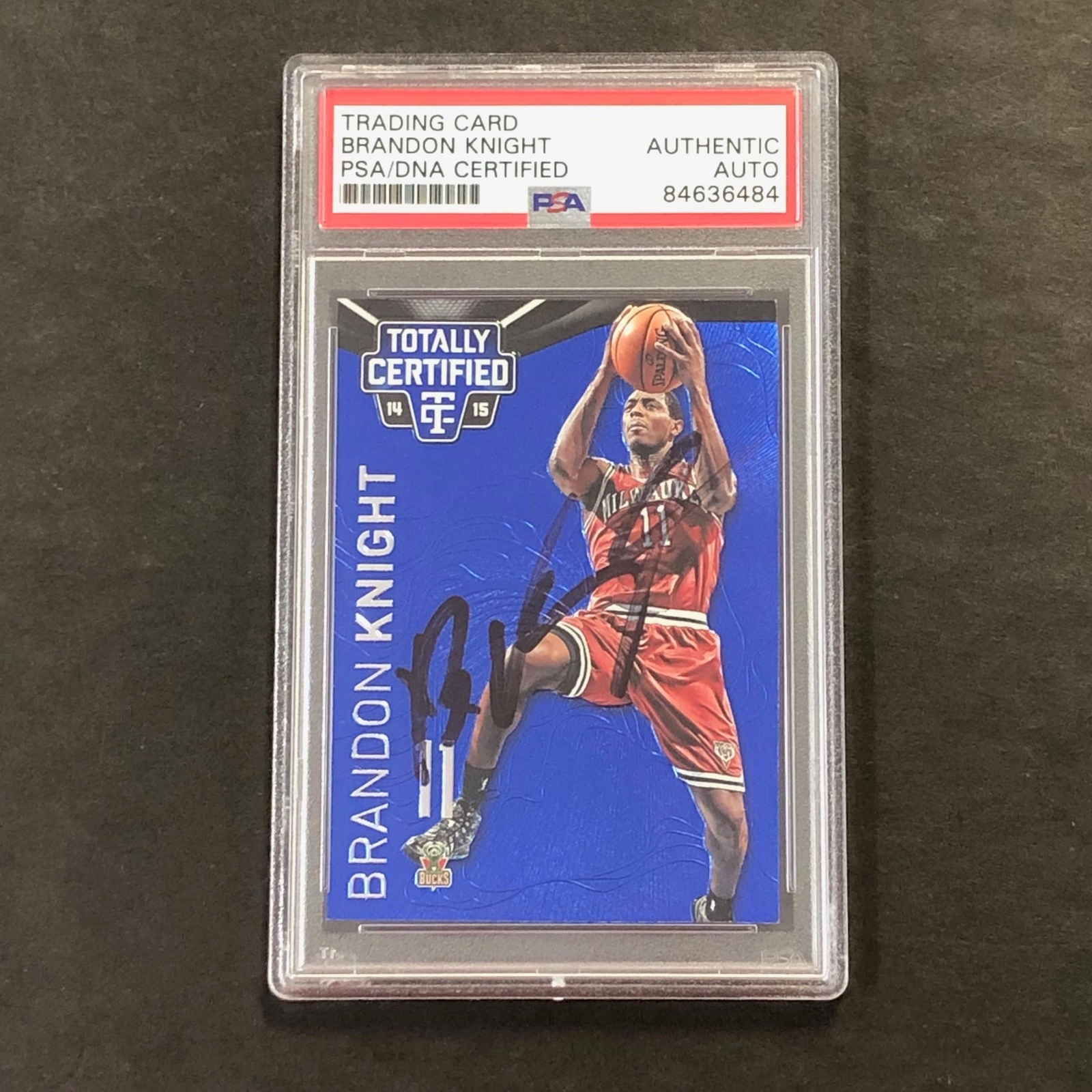 2014-15 Totally Certified #30 Brandon Knight Signed Card AUTO PSA Slabbed Bucks