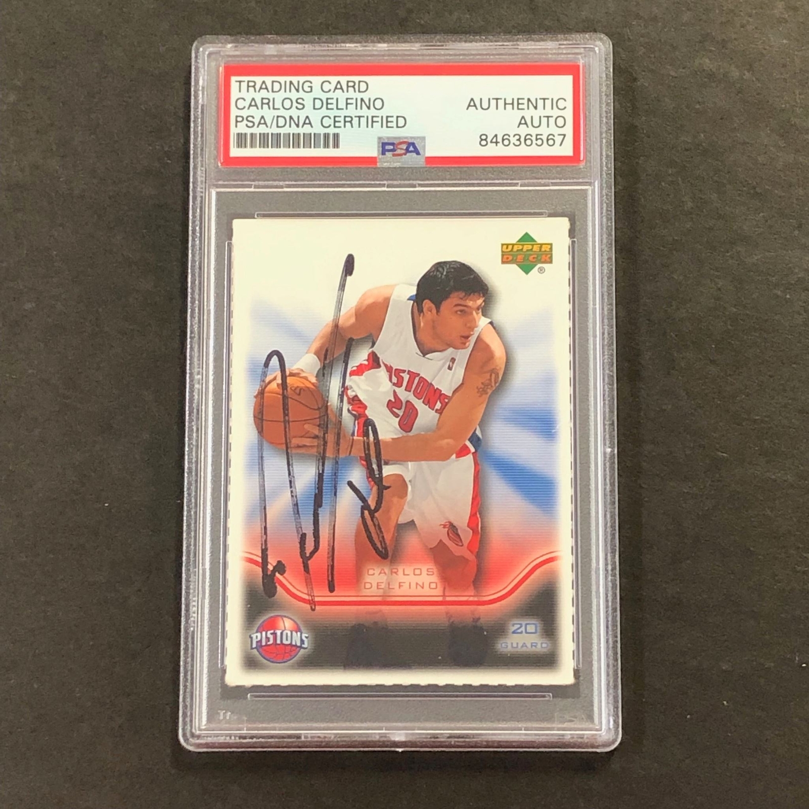 2004 Upper Deck #2 Carlos Delfino Signed Card AUTO PSA Slabbed RC Pistons