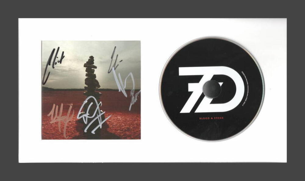 SEVENDUST BAND SIGNED AUTOGRAPH BLOOD & STONE FRAMED CD DISPLAY - READY TO HANG!