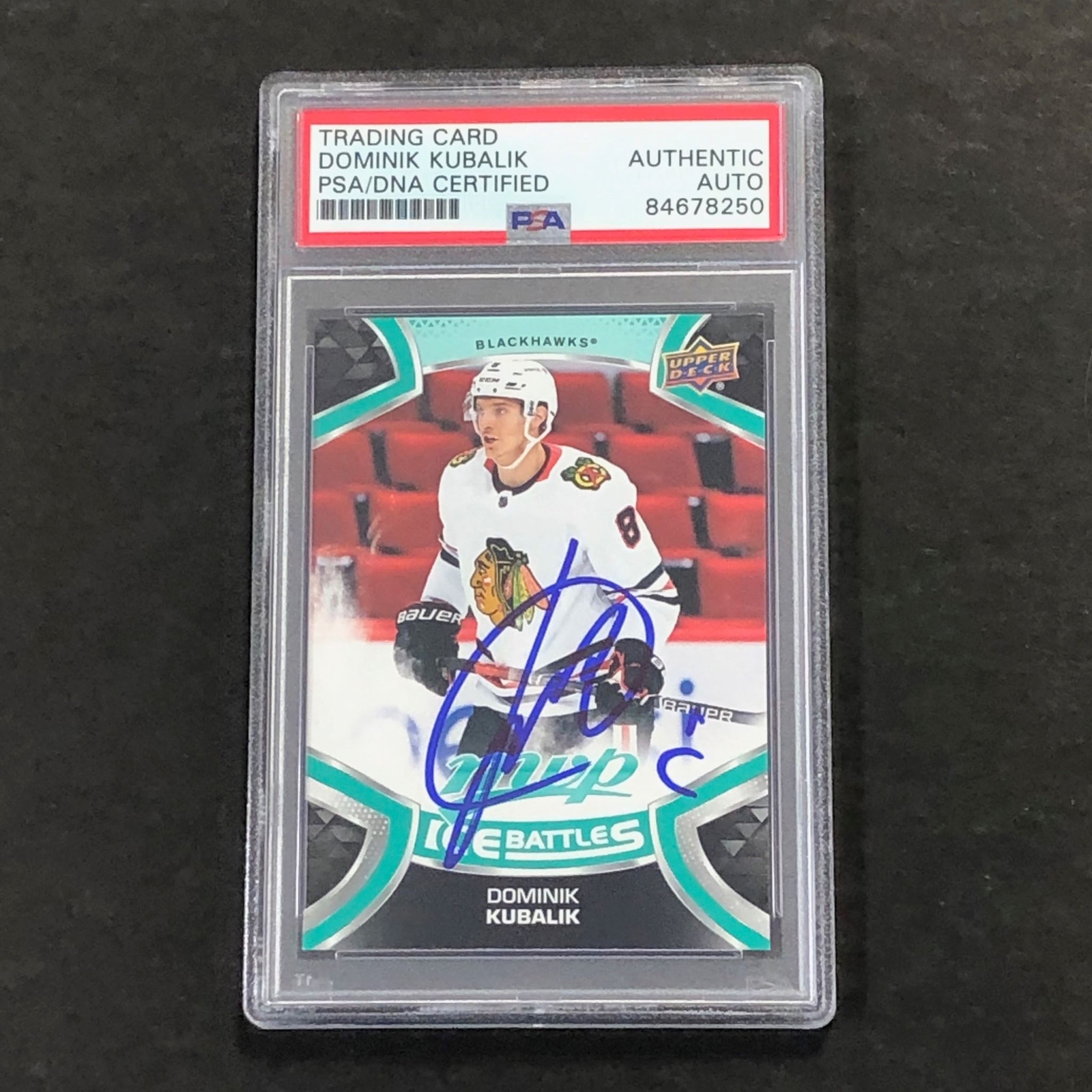 2021-22 Ice Battles Upper Deck #197 Dominik Kubalik Signed Card AUTO PSA slabbed
