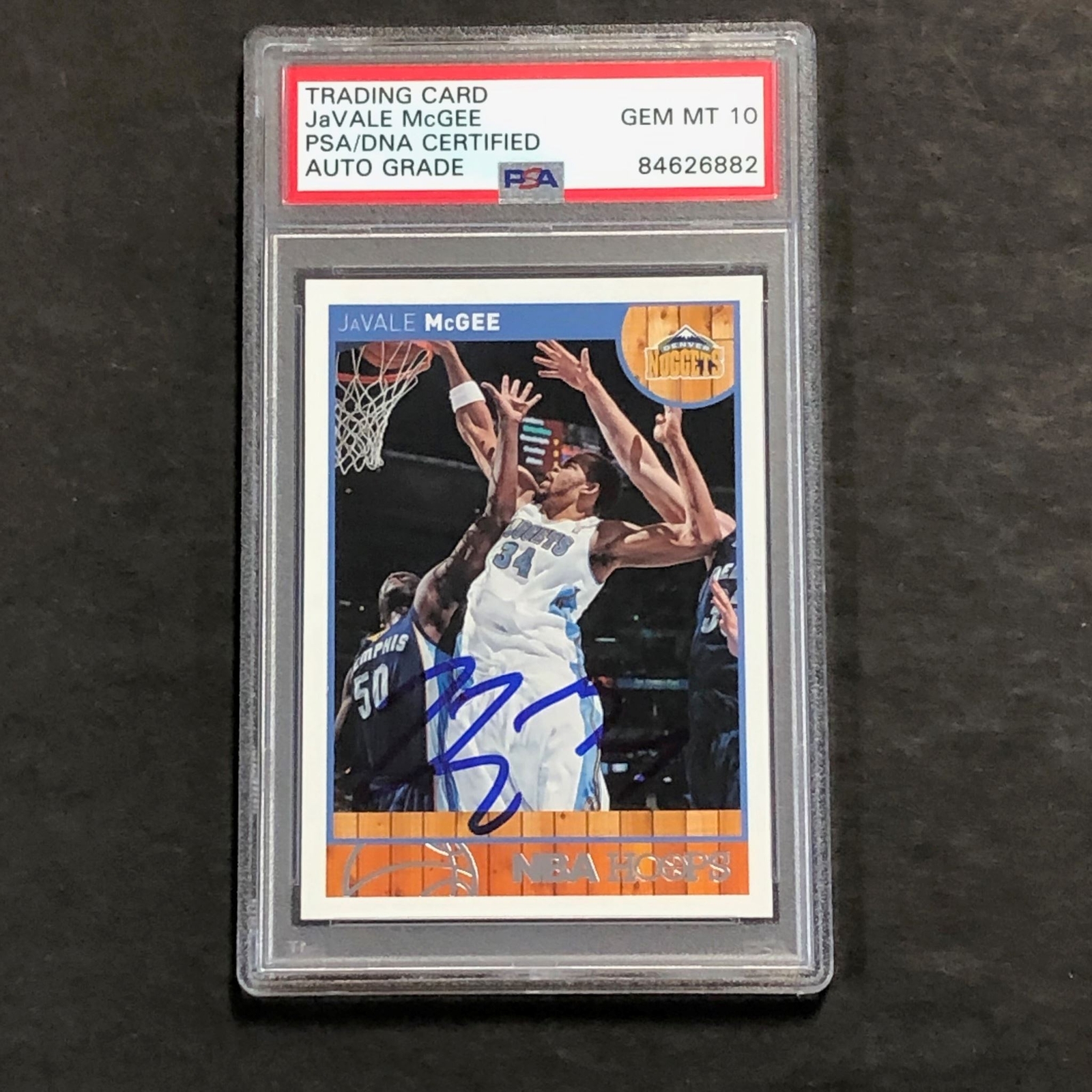 2013-14 NBA Hoops #141 JaVale McGee Signed AUTO 10 PSA Slabbed Nuggets