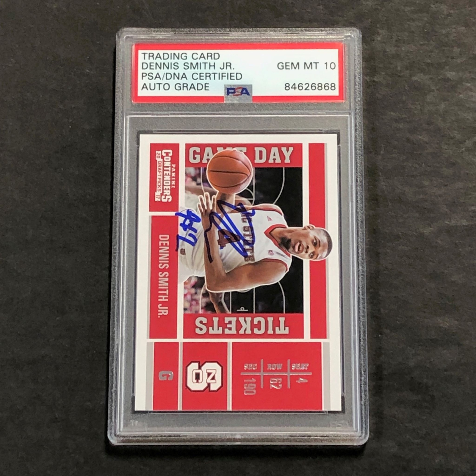 2017 Panini Contenders Draft Picks #8 Dennis Smith Jr. Signed Card AUTO 10 PSA S