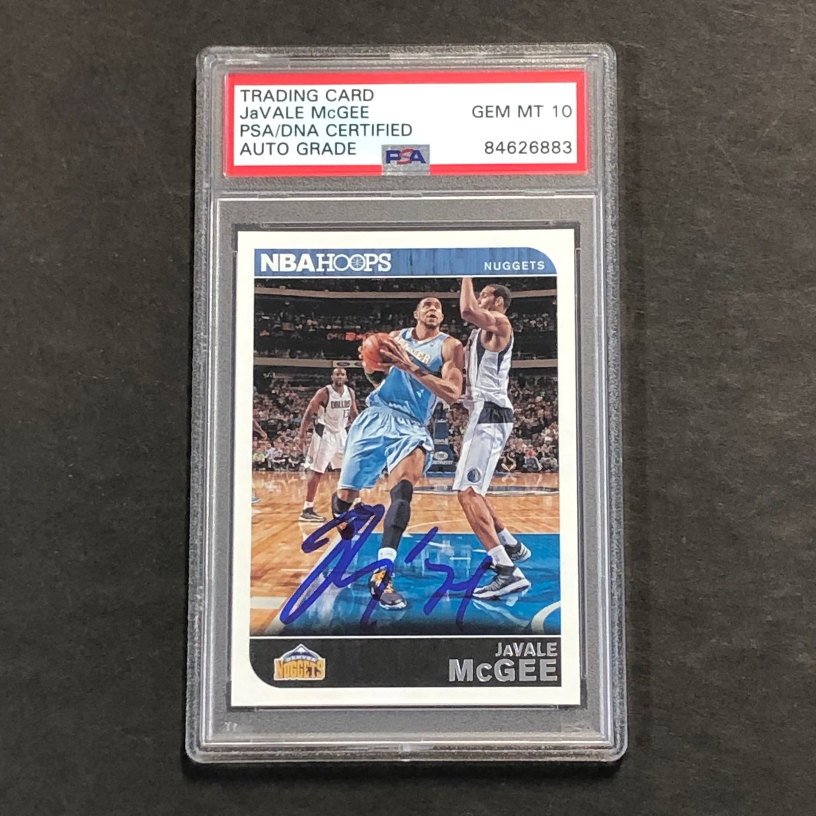 2014-15 NBA Hoops #7 JaVale McGee Signed AUTO 10 PSA Slabbed Nuggets